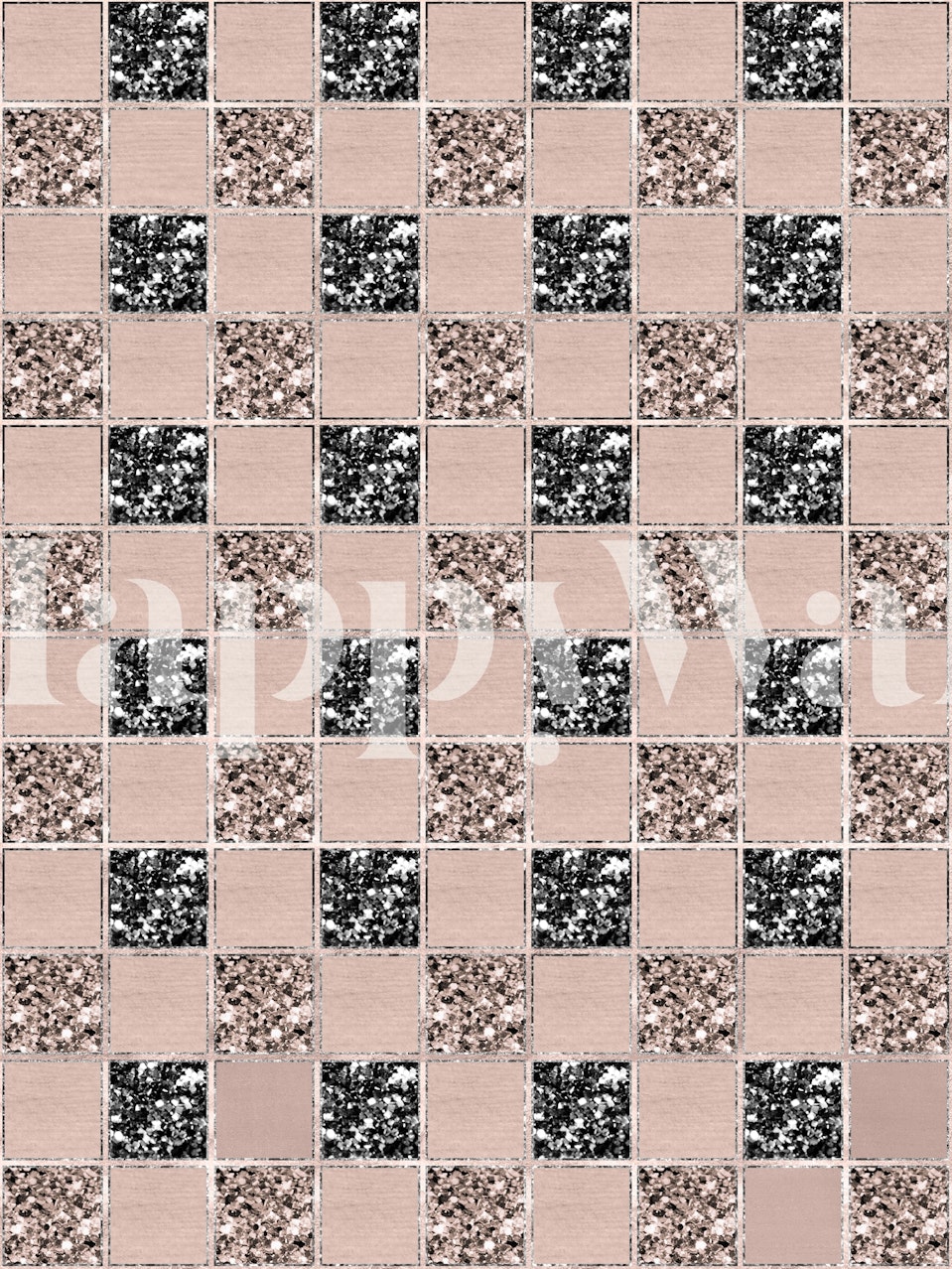 Blush Check Glitter Glam Tapete in einem Zimmer