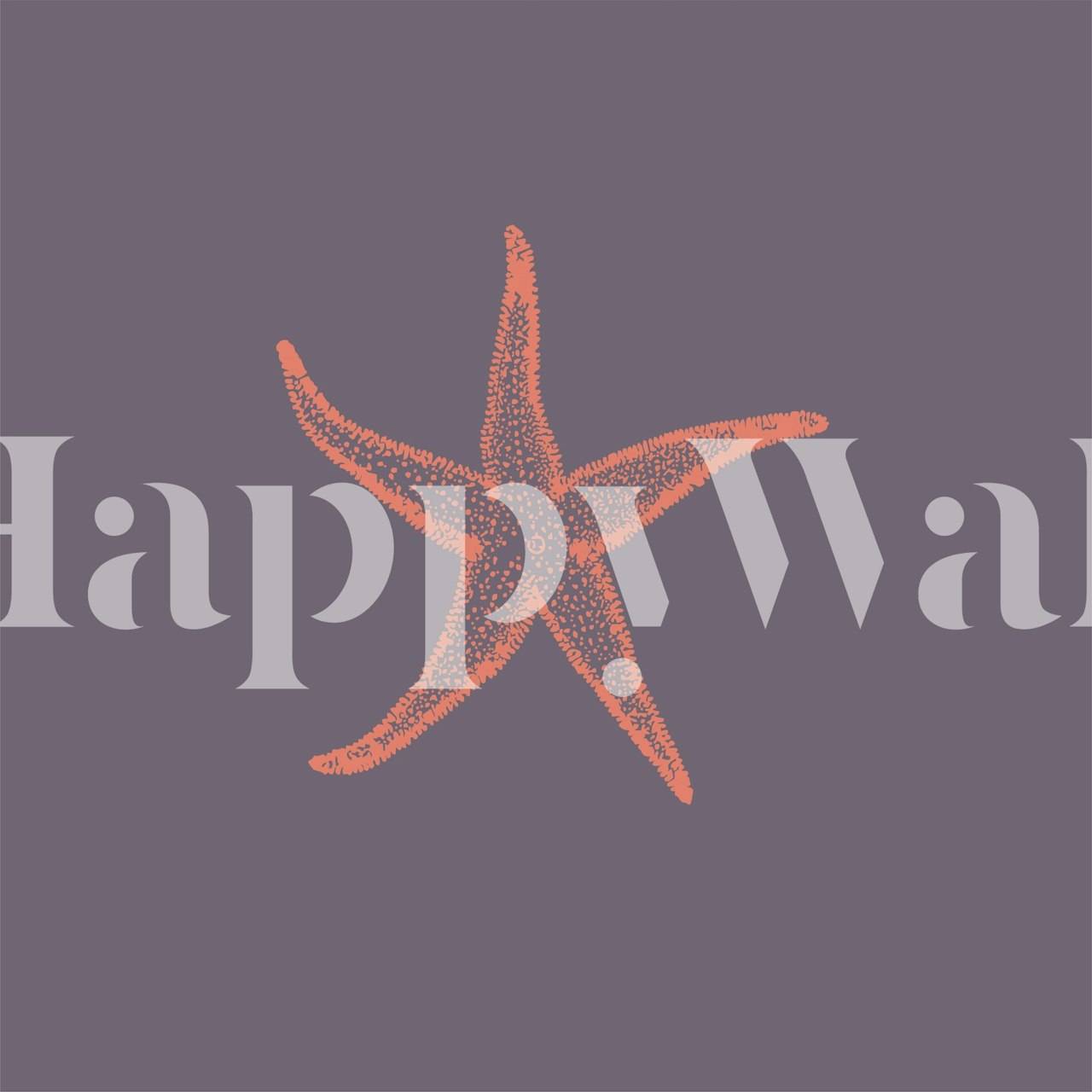 Dark Grey Orange Sea Star tapetti huoneessa