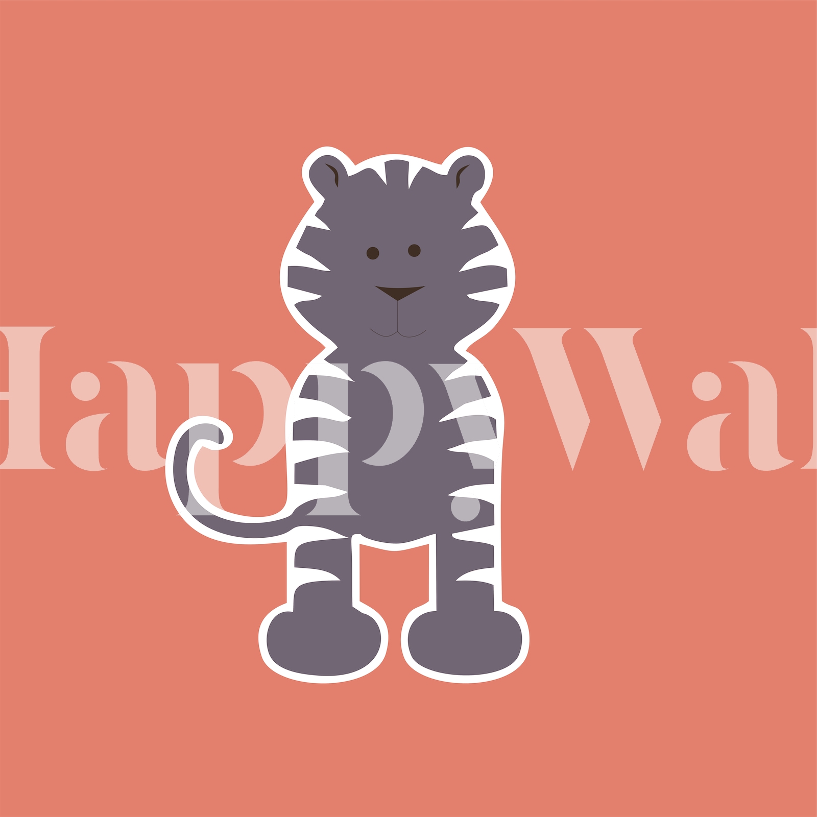 Rust Orange Tiger Kids Print Wallpaper | Happywall