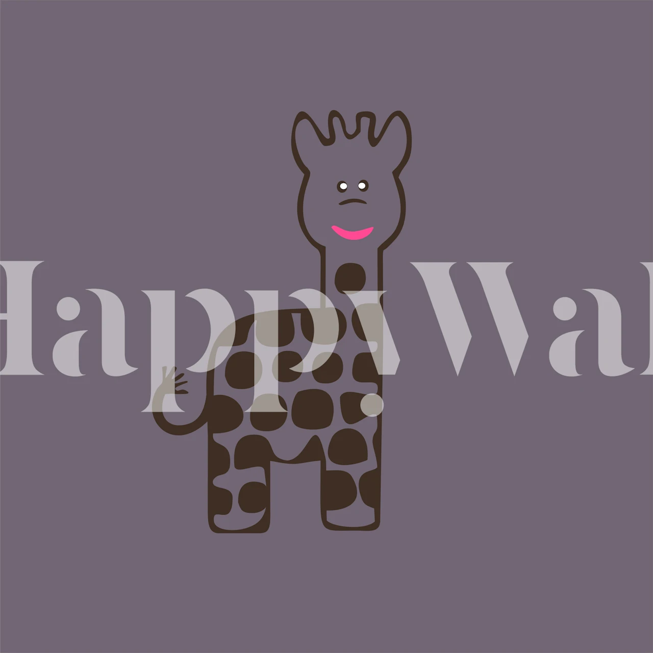 Dark plum violet giraffe wallpaper in a room