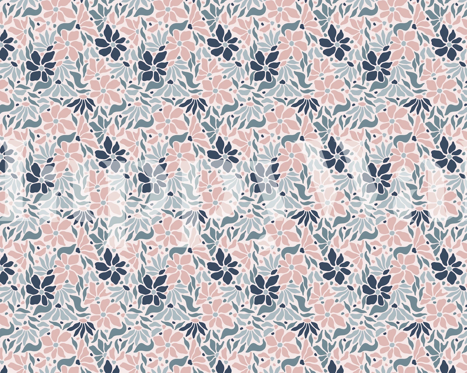 Groovy Flower Pink Blue fototapeta z wzorem różowych i niebieskich kwiatów na delikatnym szarym tle