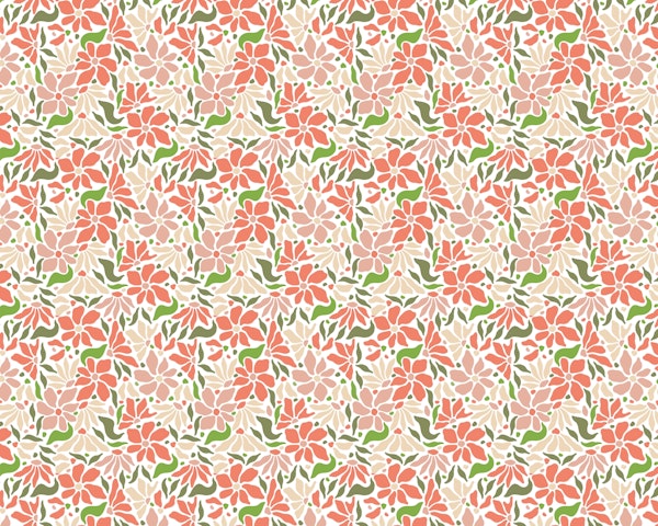 Groovy Flowers Coral Green