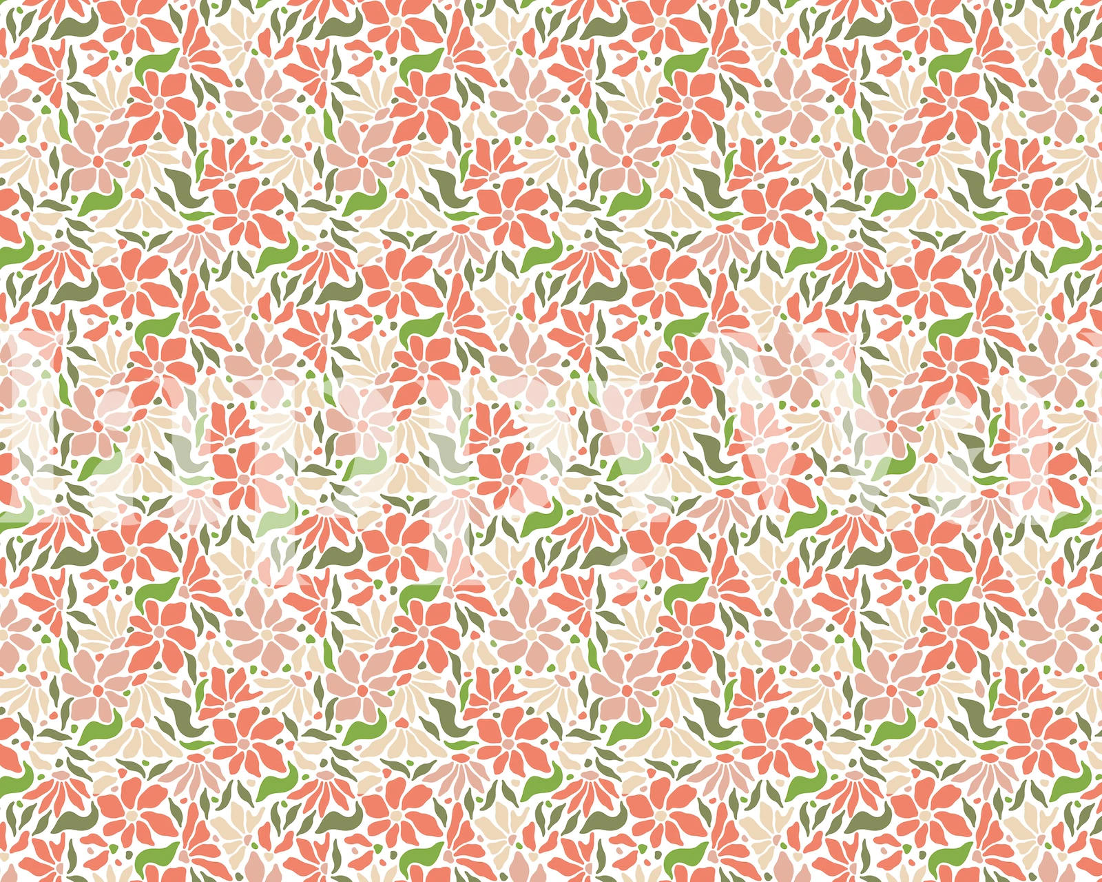 Groovy Flowers Coral Green in een kamer