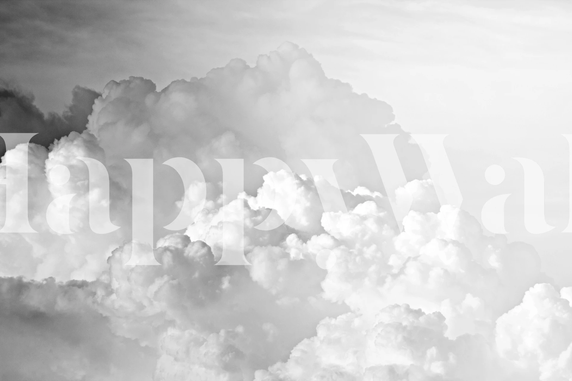 Black and white cloud wallpaper with soft, fluffy cloud patterns