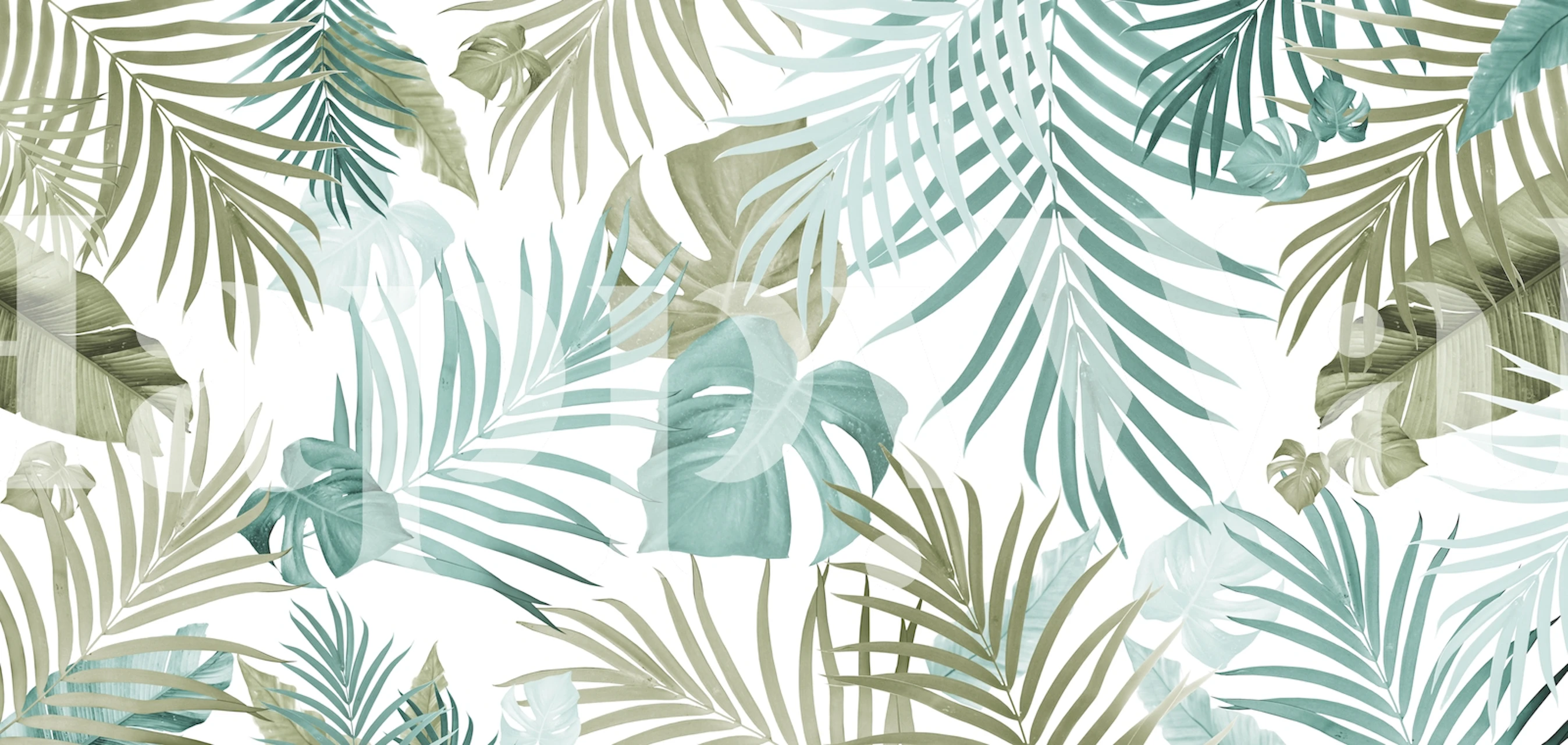 Tropical jungle leaves wallpaper in a room