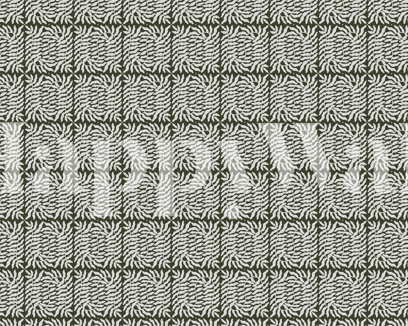 Tapeta Fern Pattern Dark Green v prostředí místnosti