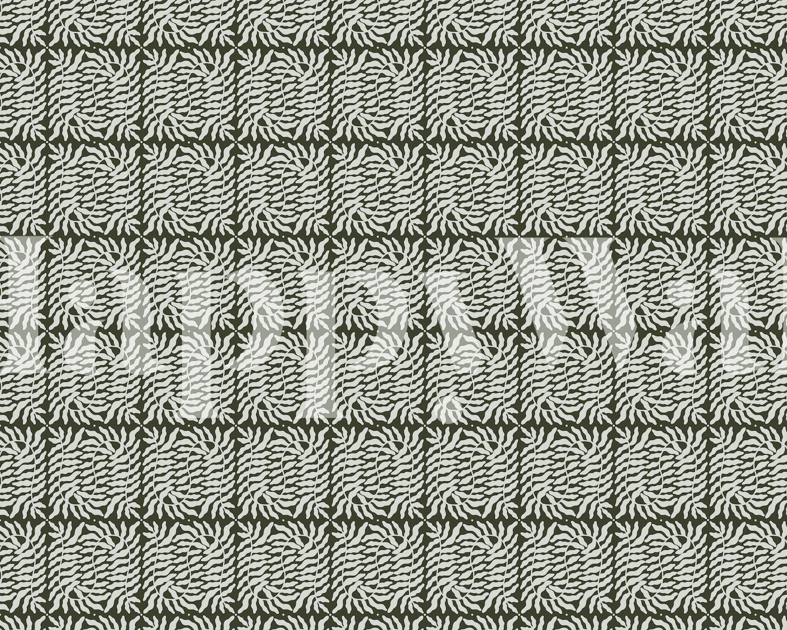 Green fern pattern on a white background wallpaper