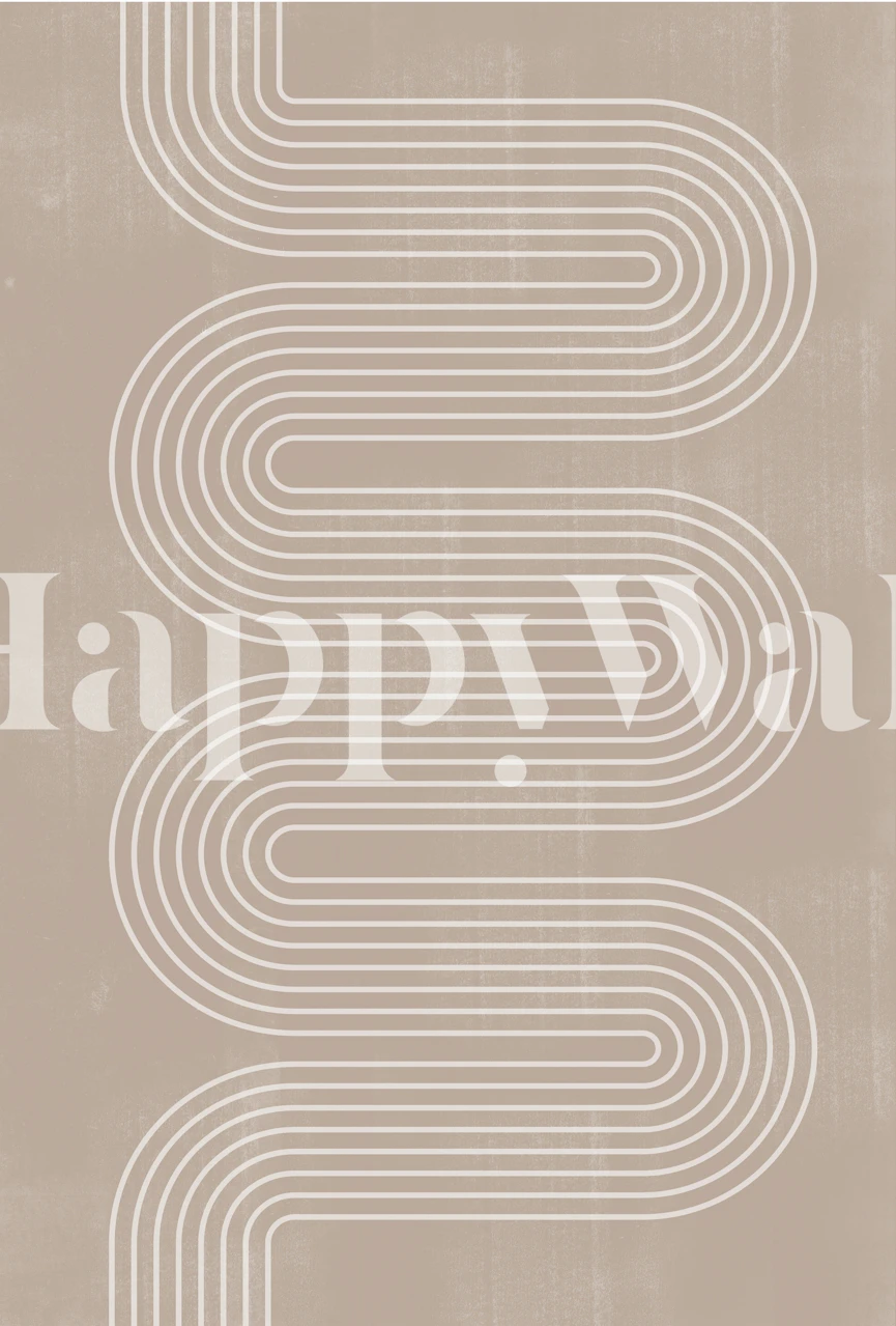 Beige abstract lines pattern wallpaper in mid century style