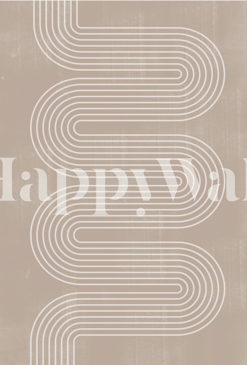 Beige abstract lines pattern wallpaper in mid century style