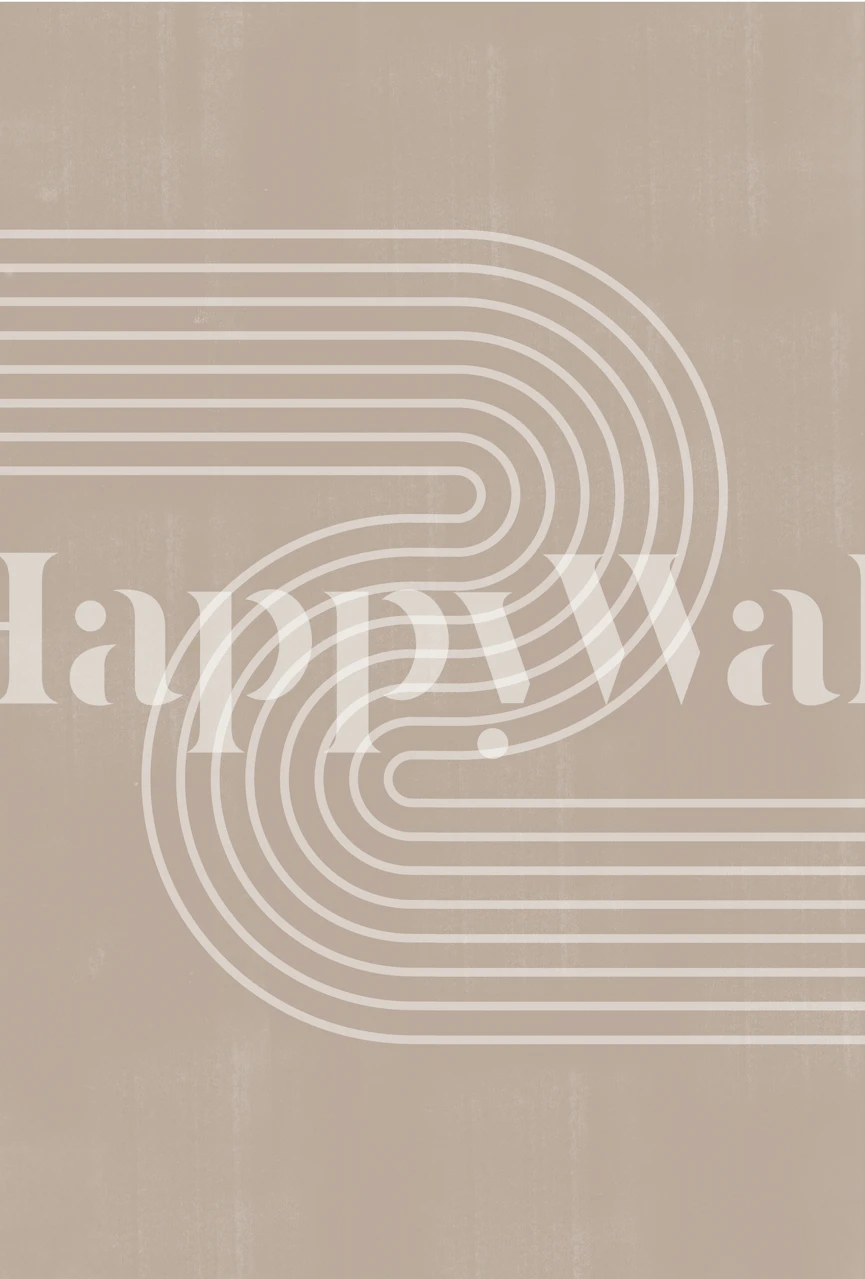 Curved white lines on beige background modern wallpaper