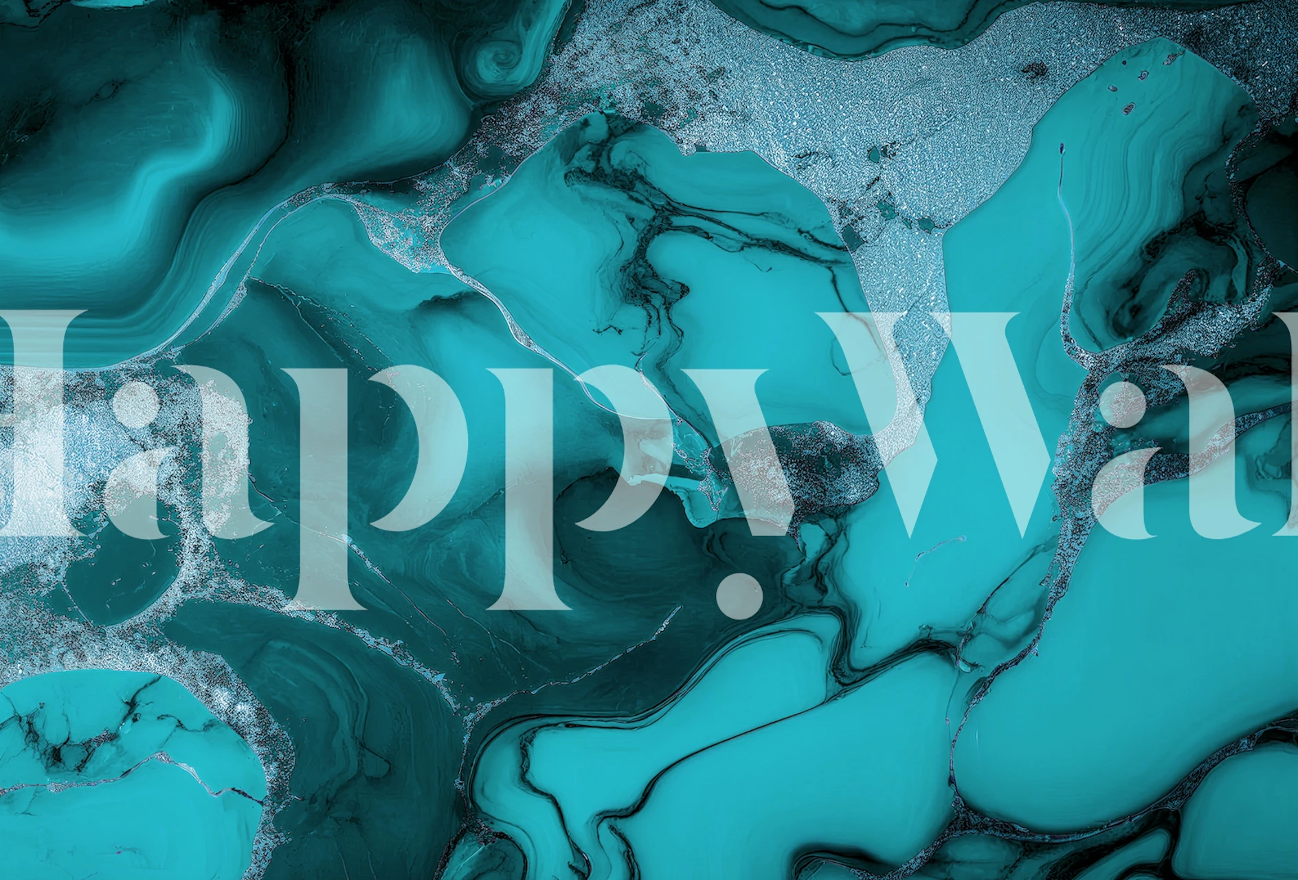 Teal en zwarte marmerlook met abstracte vormen wallpaper