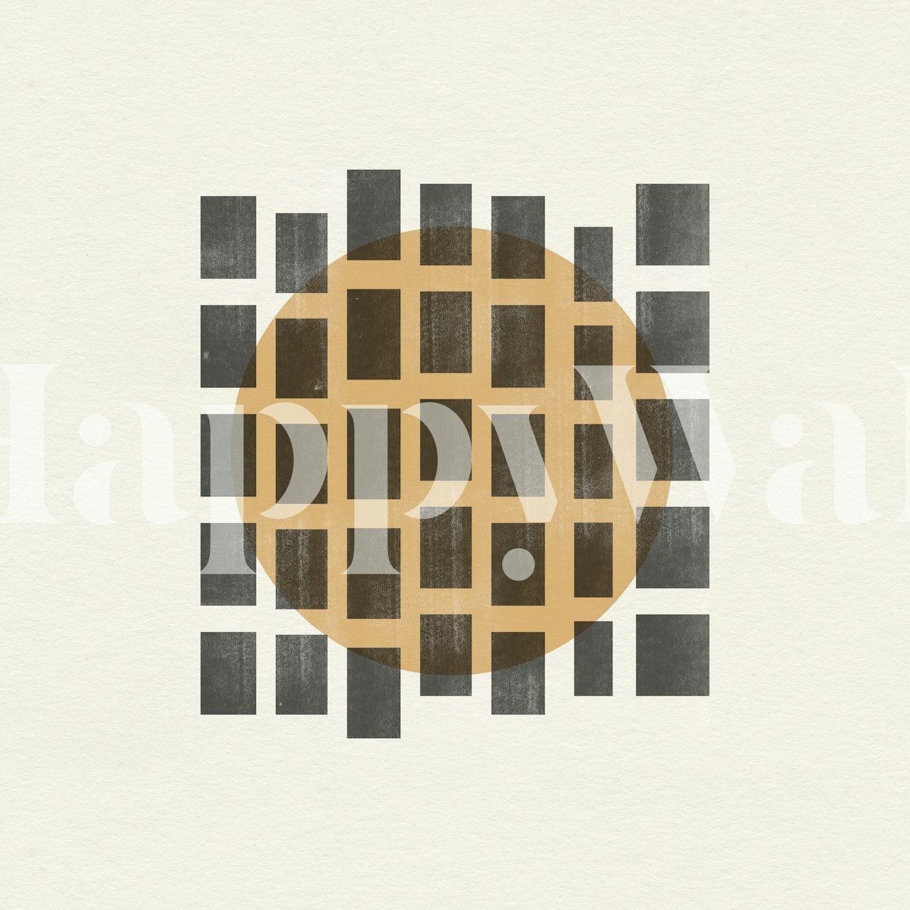 Nowoczesna fototapeta w stylu Japandi z wzorem siatki w neutralnych odcieniach