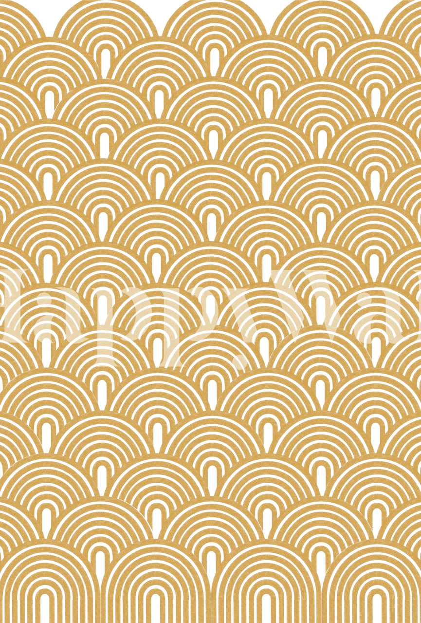 Retro waves pattern in golden and cream color for stylish wall mural