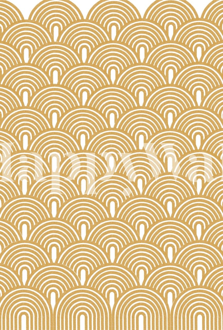 Retro waves pattern in golden and cream color for stylish wall mural