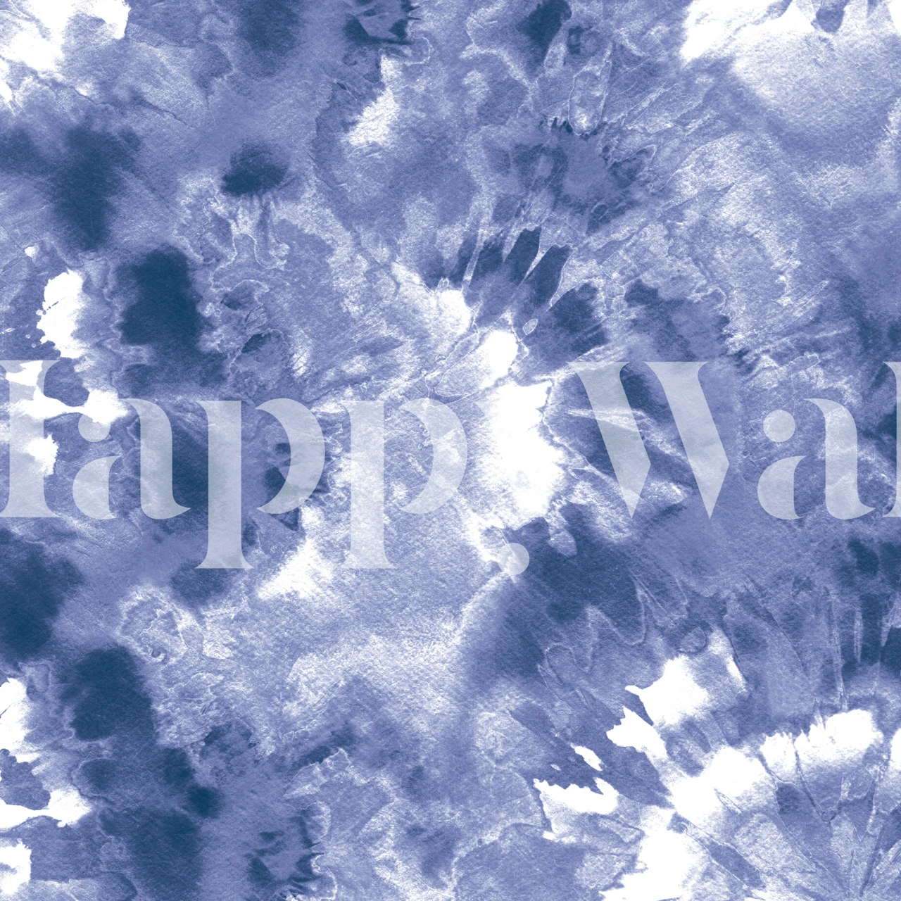 Blue and indigo watercolor tie-dye pattern wall mural