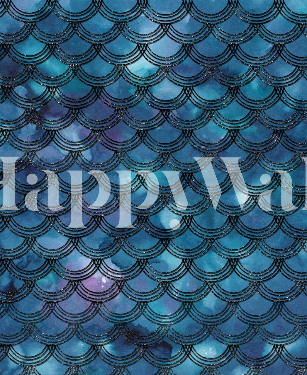 Mermaid scales pattern in purple and blue hues wallpaper