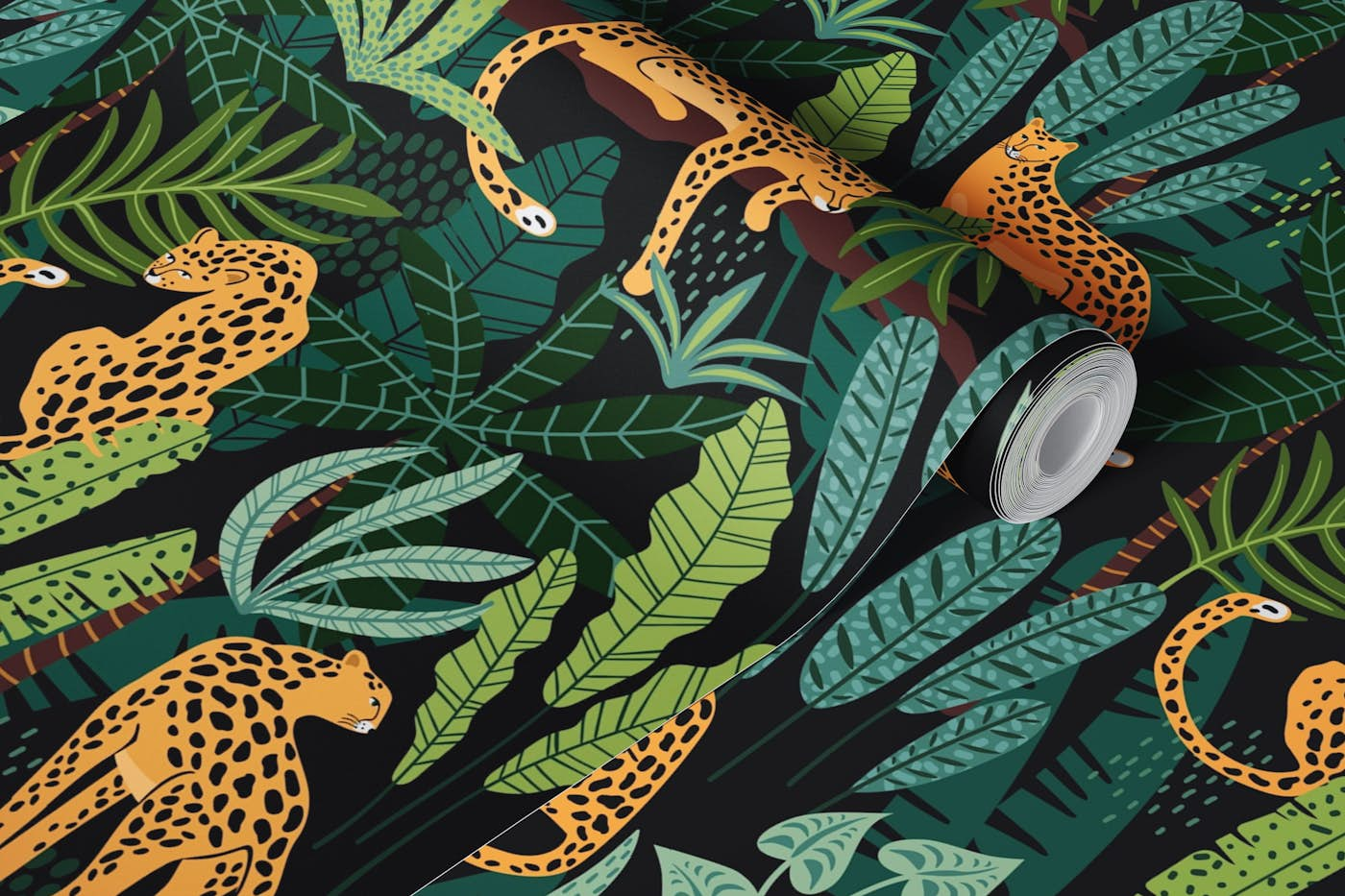 Leopards in jungle wallpaper roll