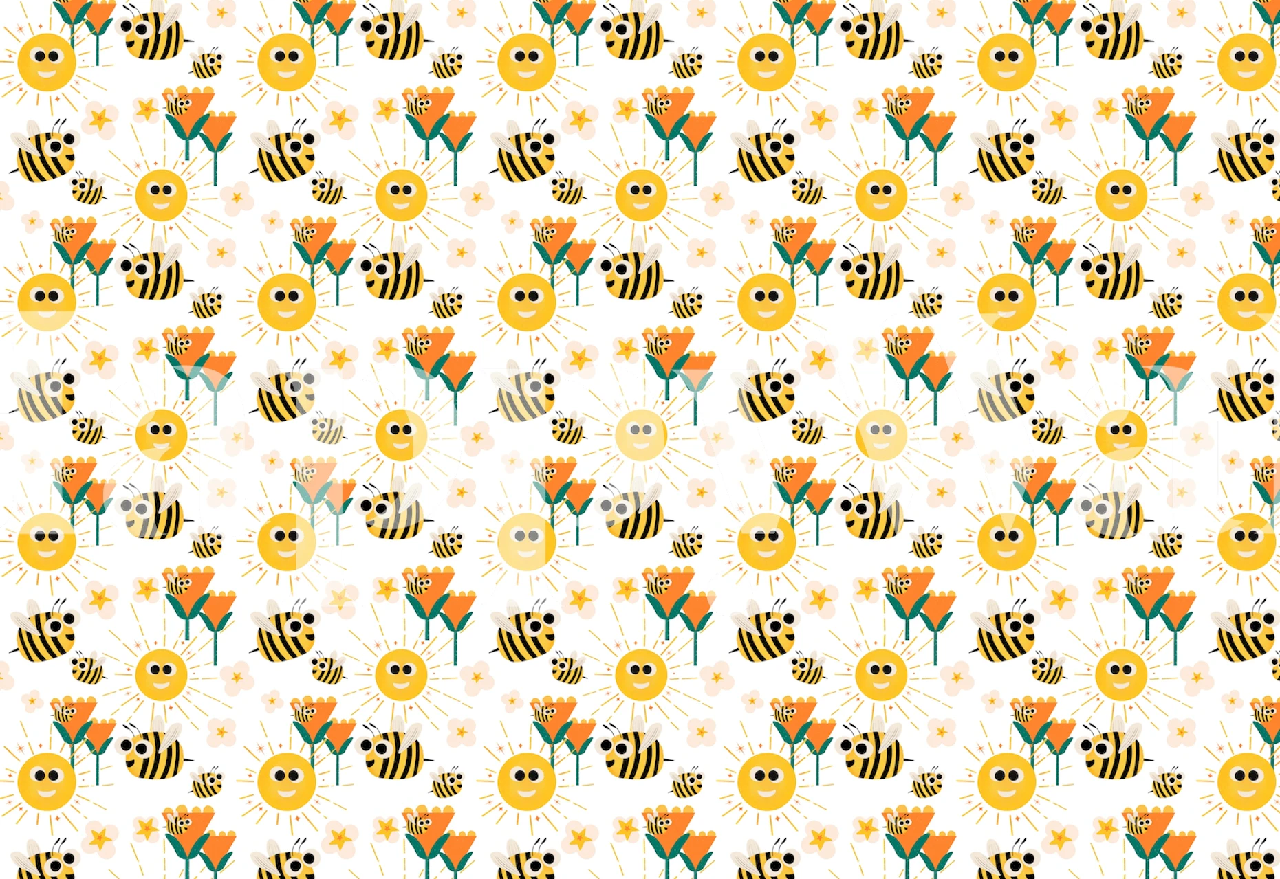Iloiset mehiläiset ja auringonpaiste tapettisuunnittelu