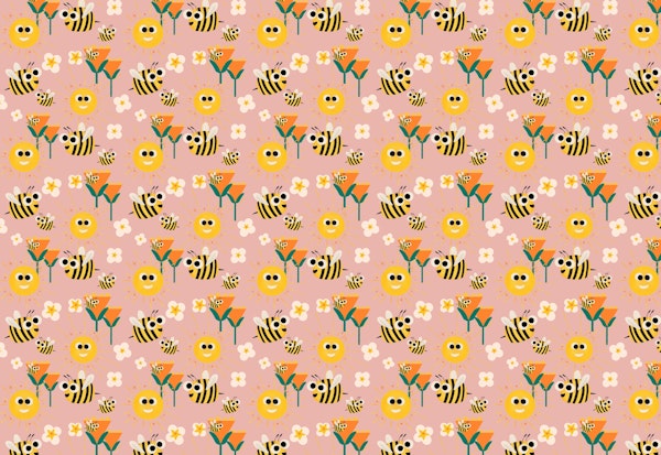 Happy bees and sunshine pink