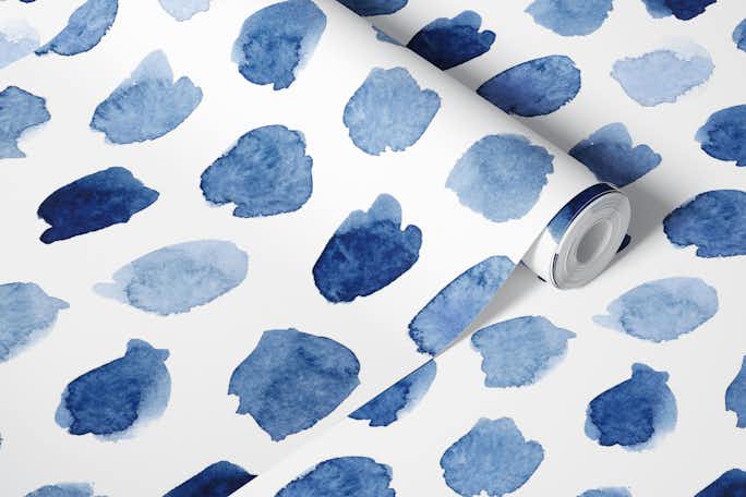 Blue watercolor dotswallpaper roll