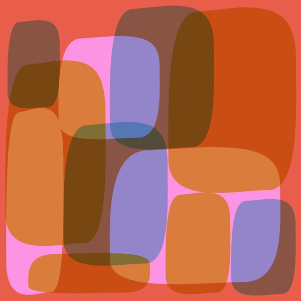 Mid Mod Geometric in Purple and Orange