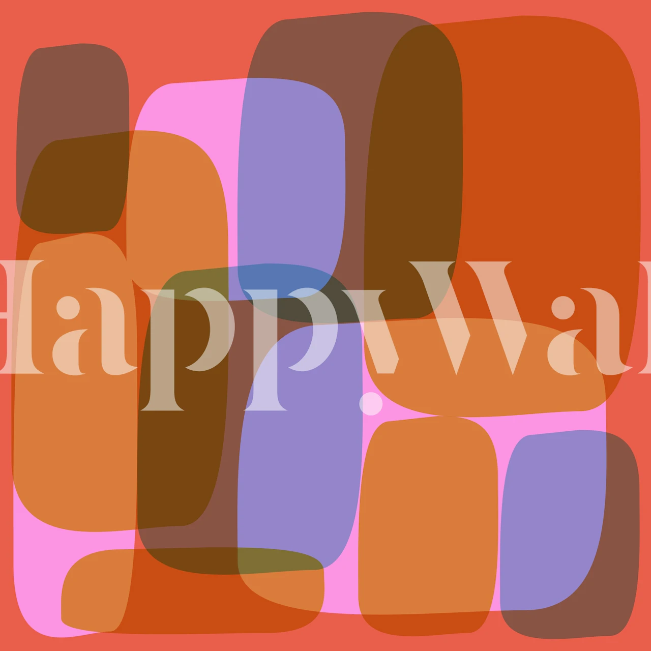 Colorful geometric shapes in purple, orange, pink, and brown wallpaper