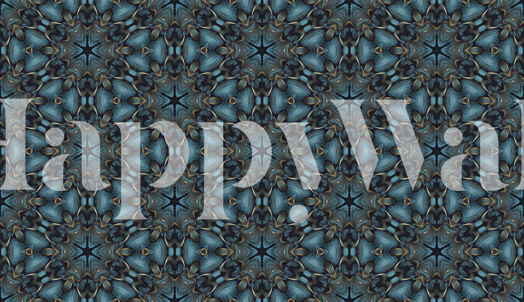 Luxury Elegant Teal Gold Tiles wallpaper in a room