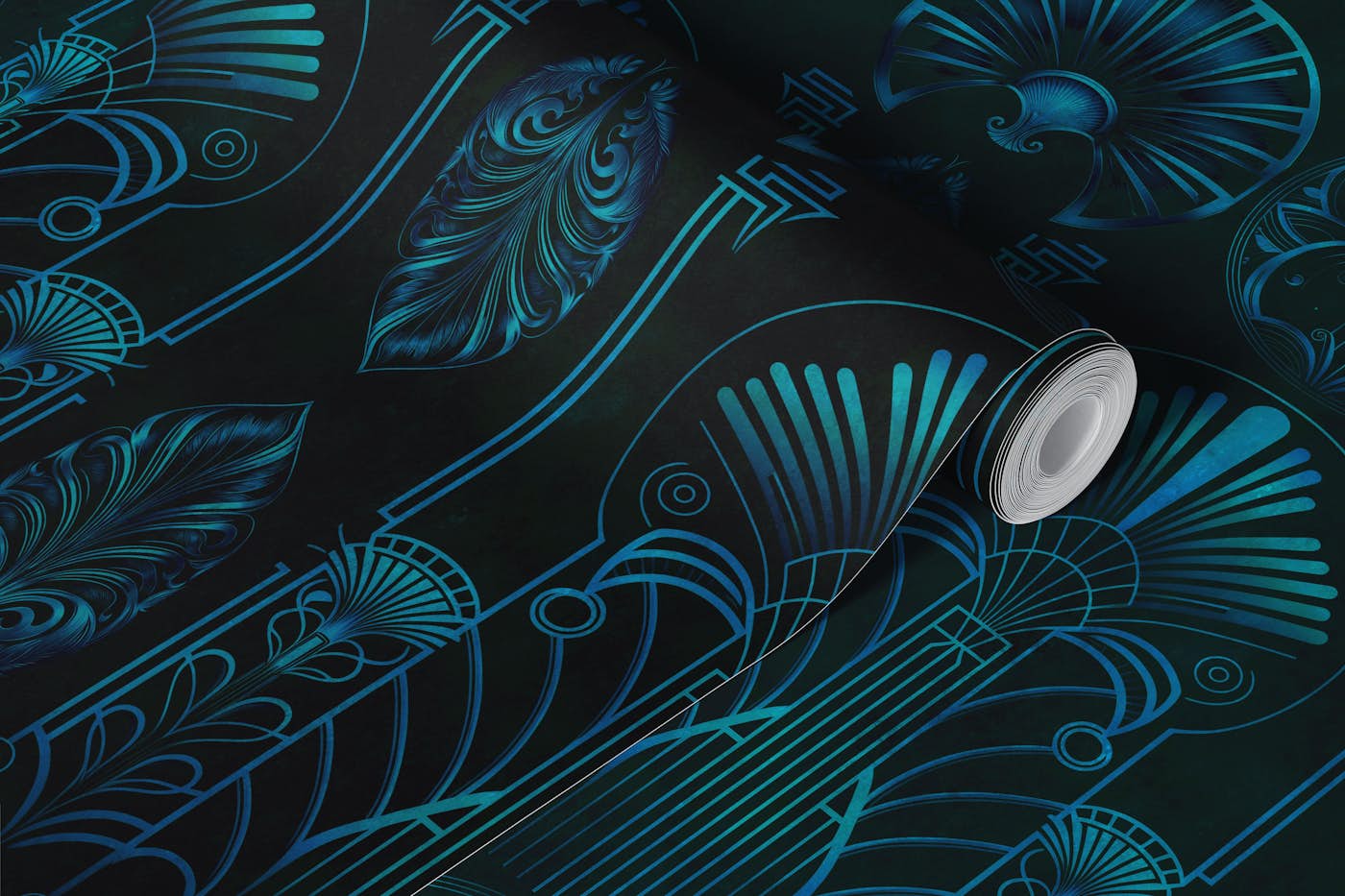 Art Deco Turquoise Teal Luxury wallpaper roll