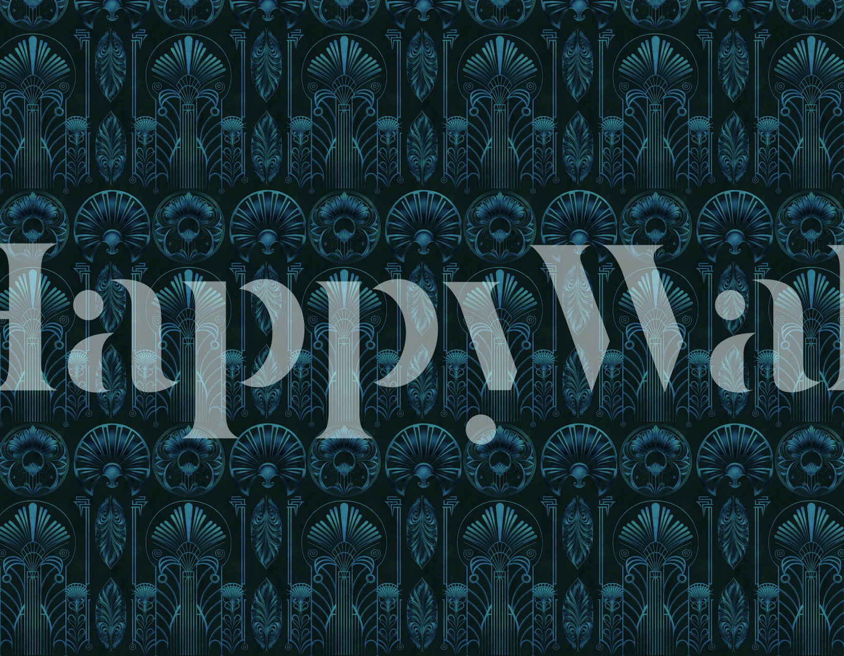 Turquoise teal and dark blue geometric pattern wallpaper
