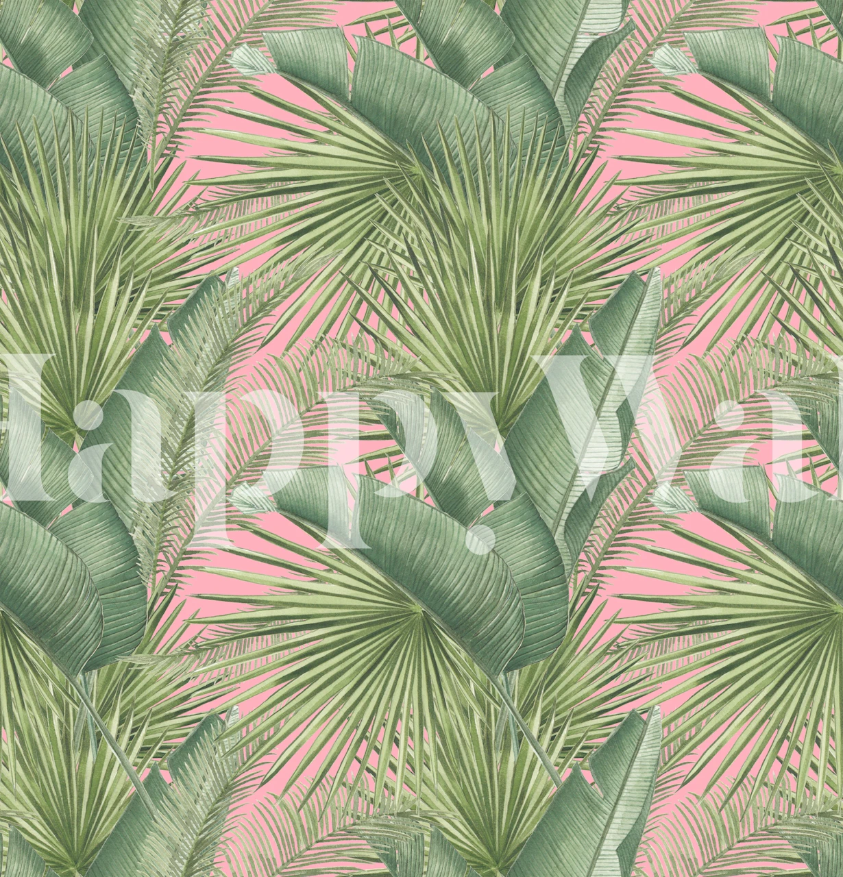 Tapeta Pink and Green Botanical w pokoju