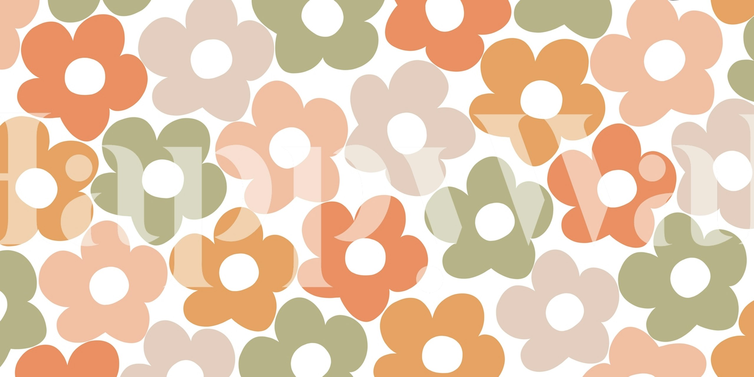 Retro summer daisies wallpaper in a room