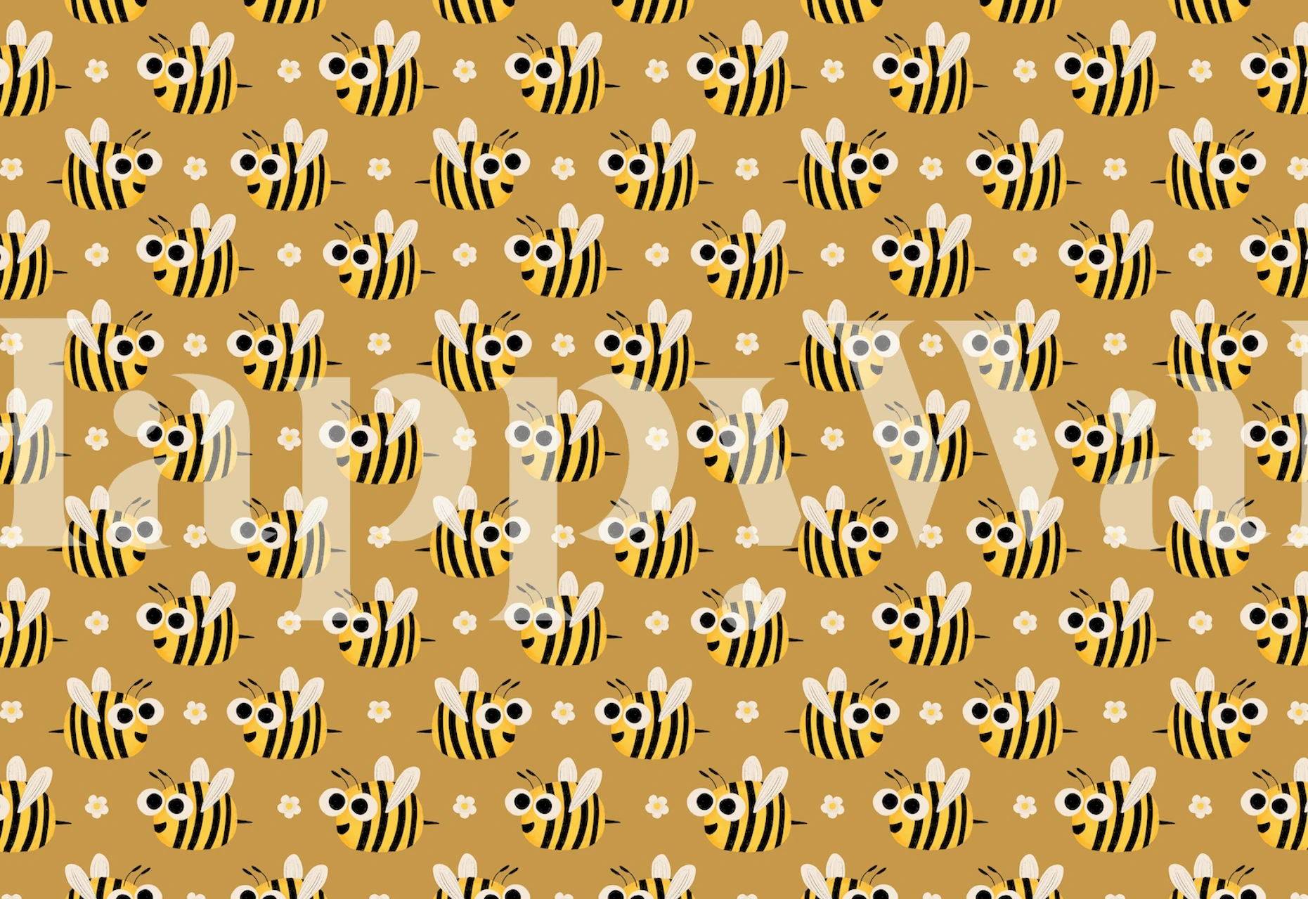 Cute Bees-tapetti huoneessa