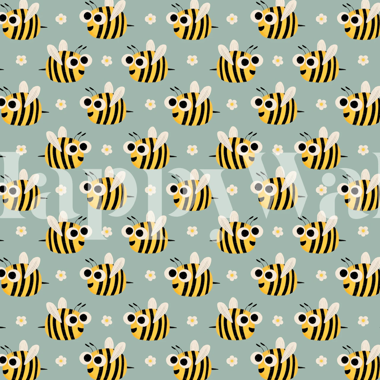 Cute cartoon bees on a light blue background wallpaper