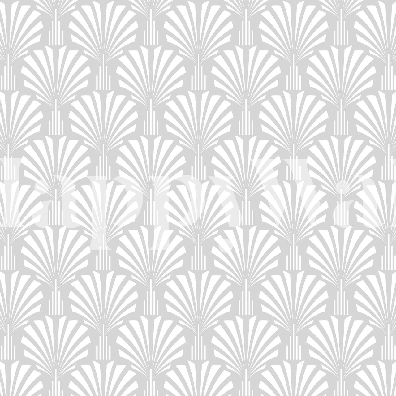 Art Deco fan pattern in grey and white wallpaper