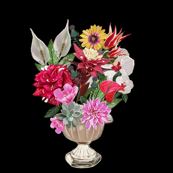 Flower bouquet black