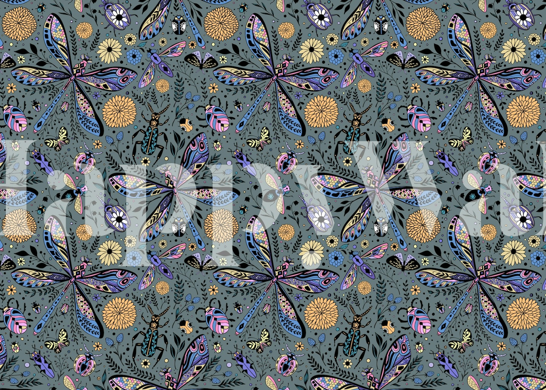 Doodle bugs wallpaper design i ett rum