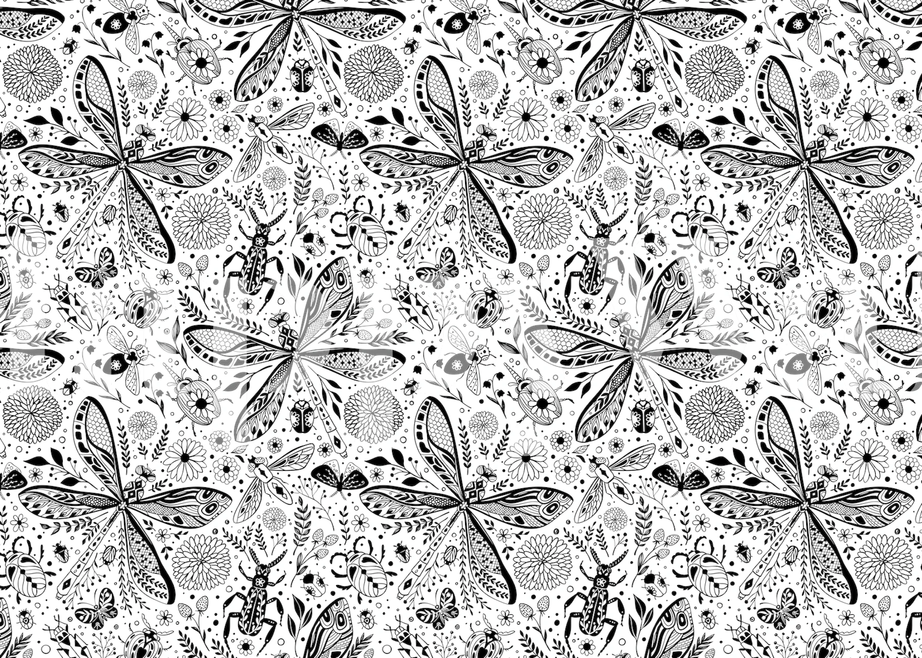 Doodle bugs wallpaper on a dark blue background