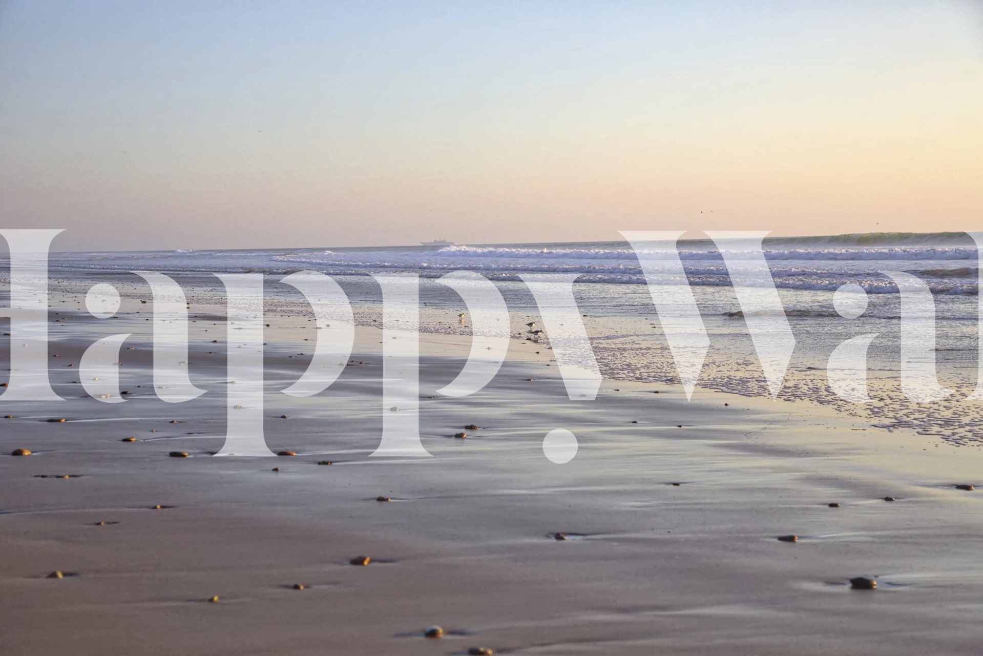 Rolig strand-skumringsscene-veggmaleri