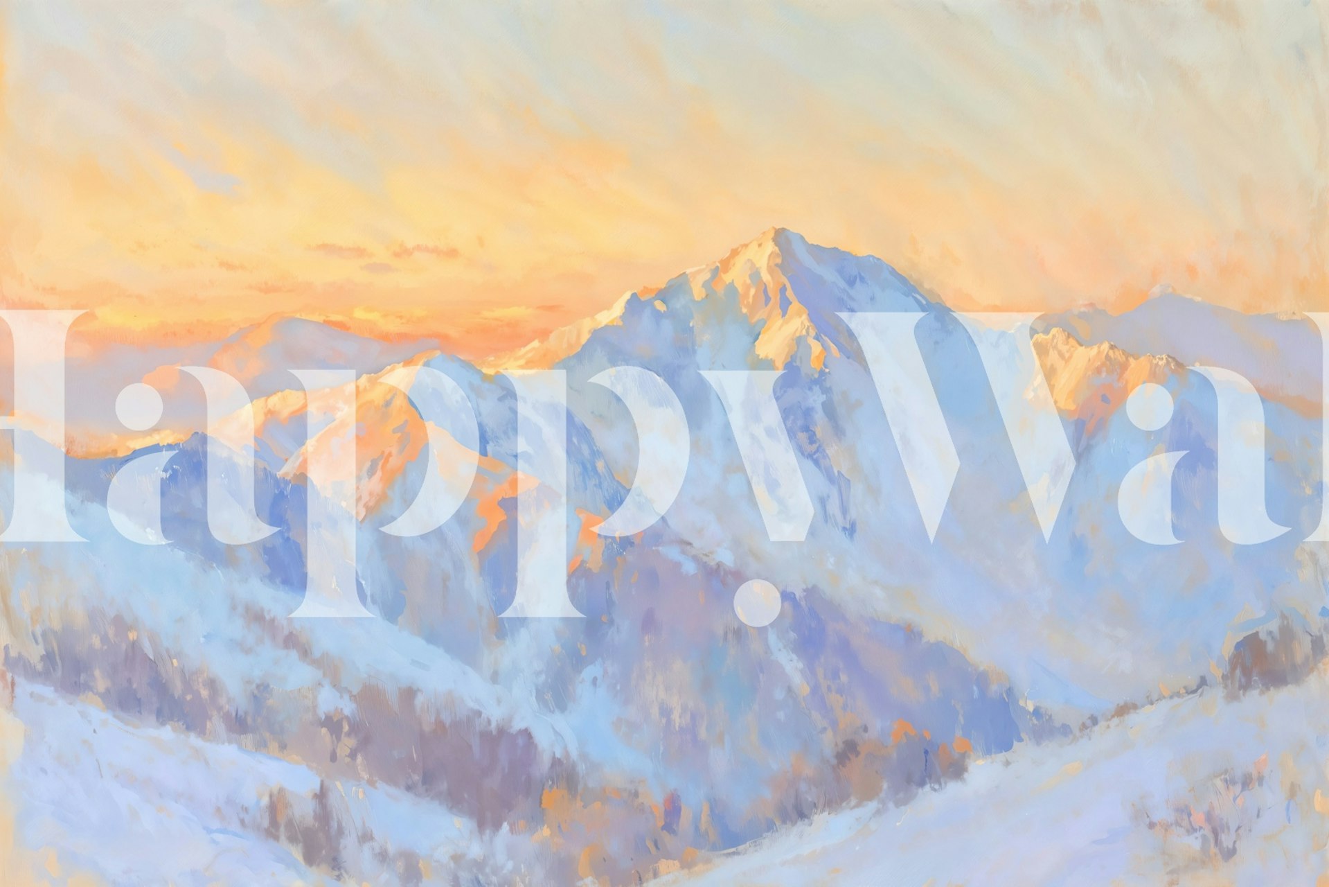 Abstract Nordic landscape wall mural with soft pastel colors