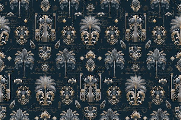 Art Deco Palm Luxury Blue