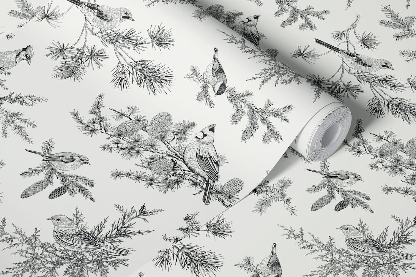 Birds toile wallpaper roll