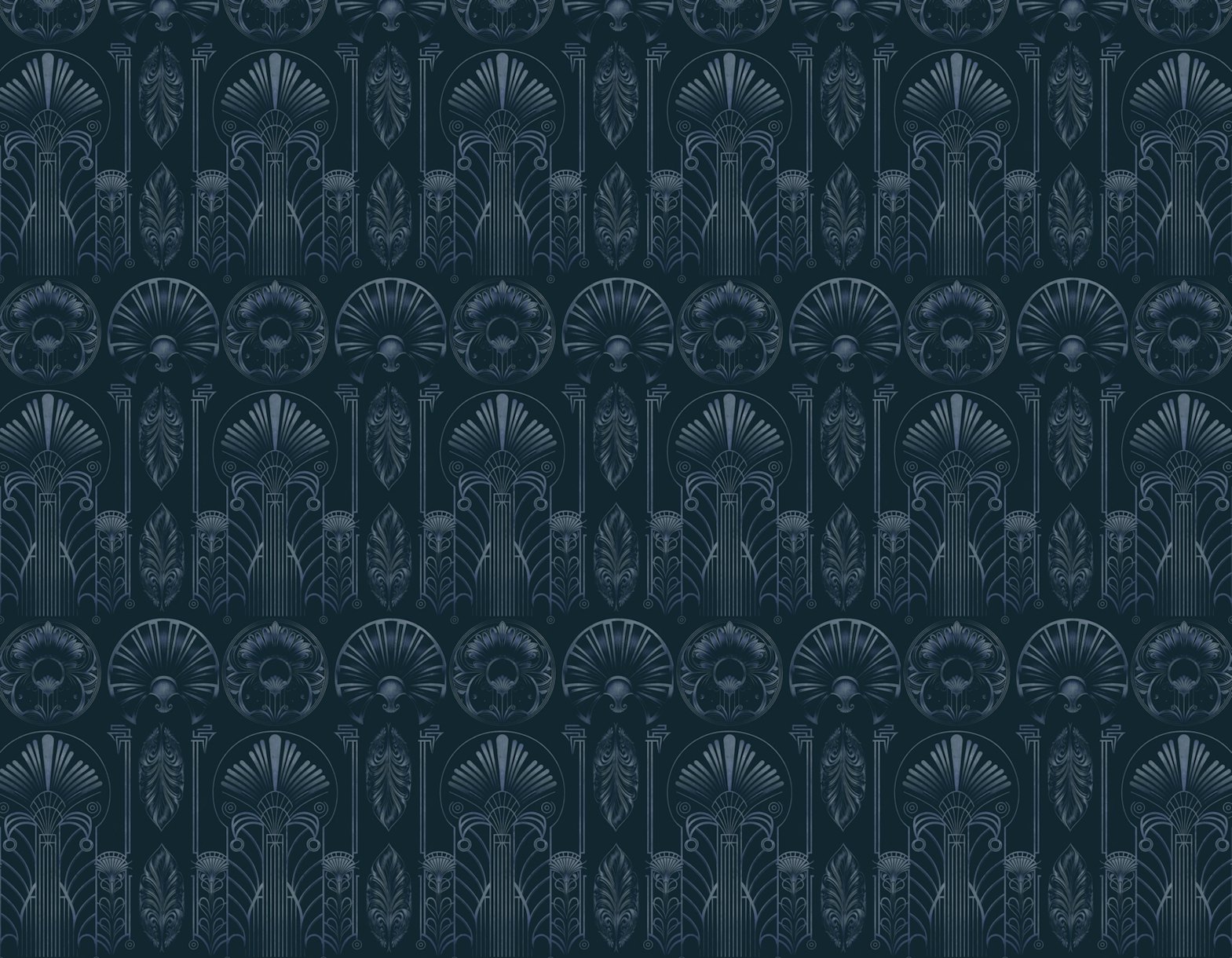 Art Deco Navy Blue Wallpaper Happywall