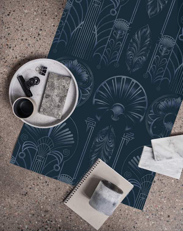 Art Deco Navy Blue Wallpaper Happywall