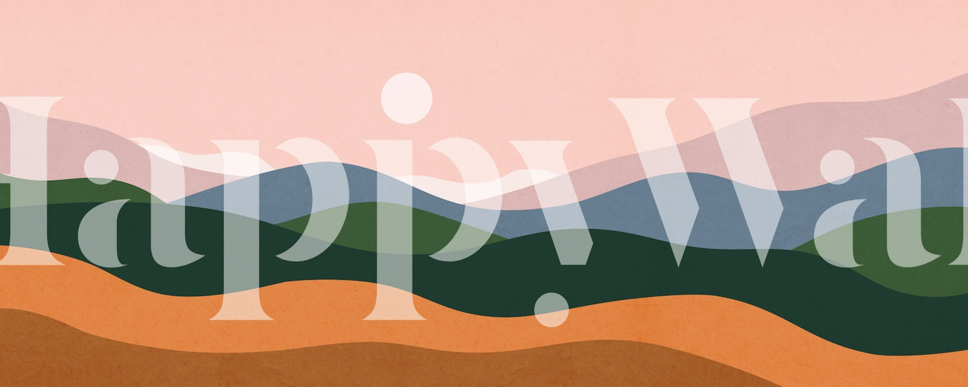 Papier peint mural abstrait de paysage de collines avec des tons chauds du lever du soleil