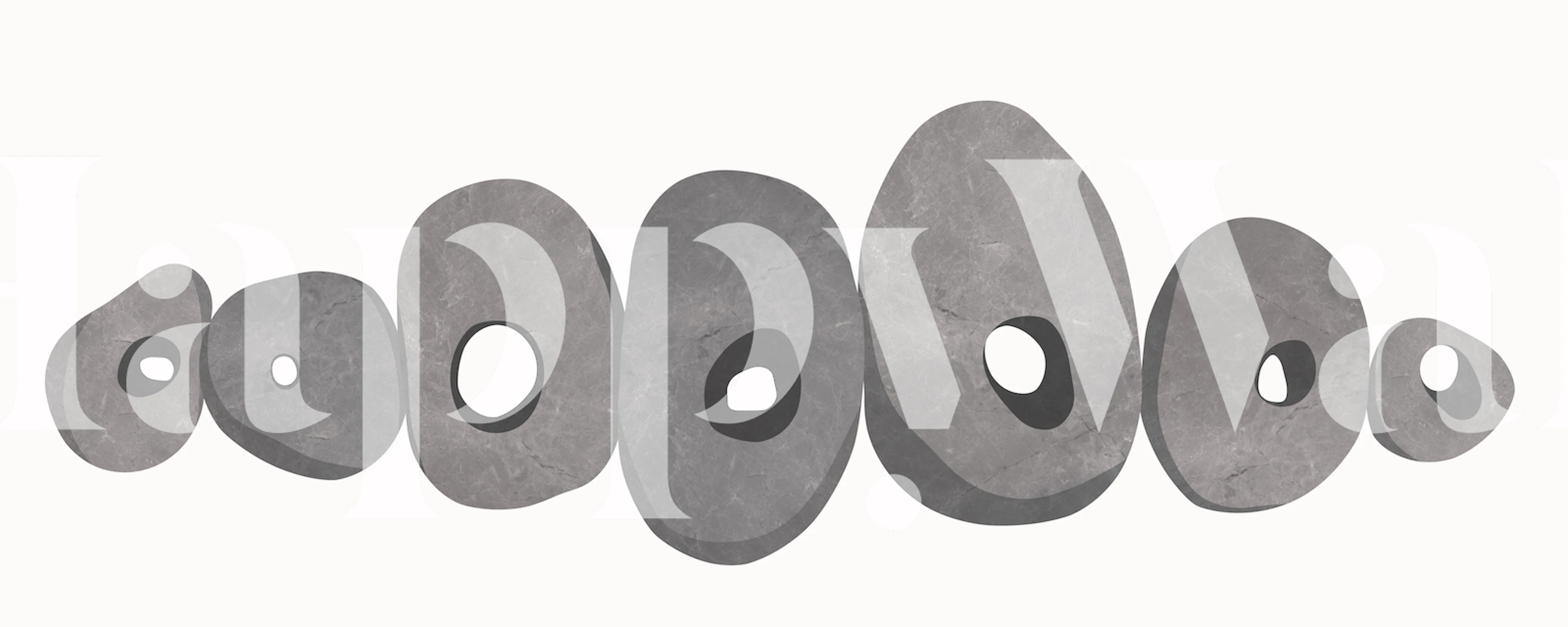 Gray stone design wallpaper with rounded shapes and holes.