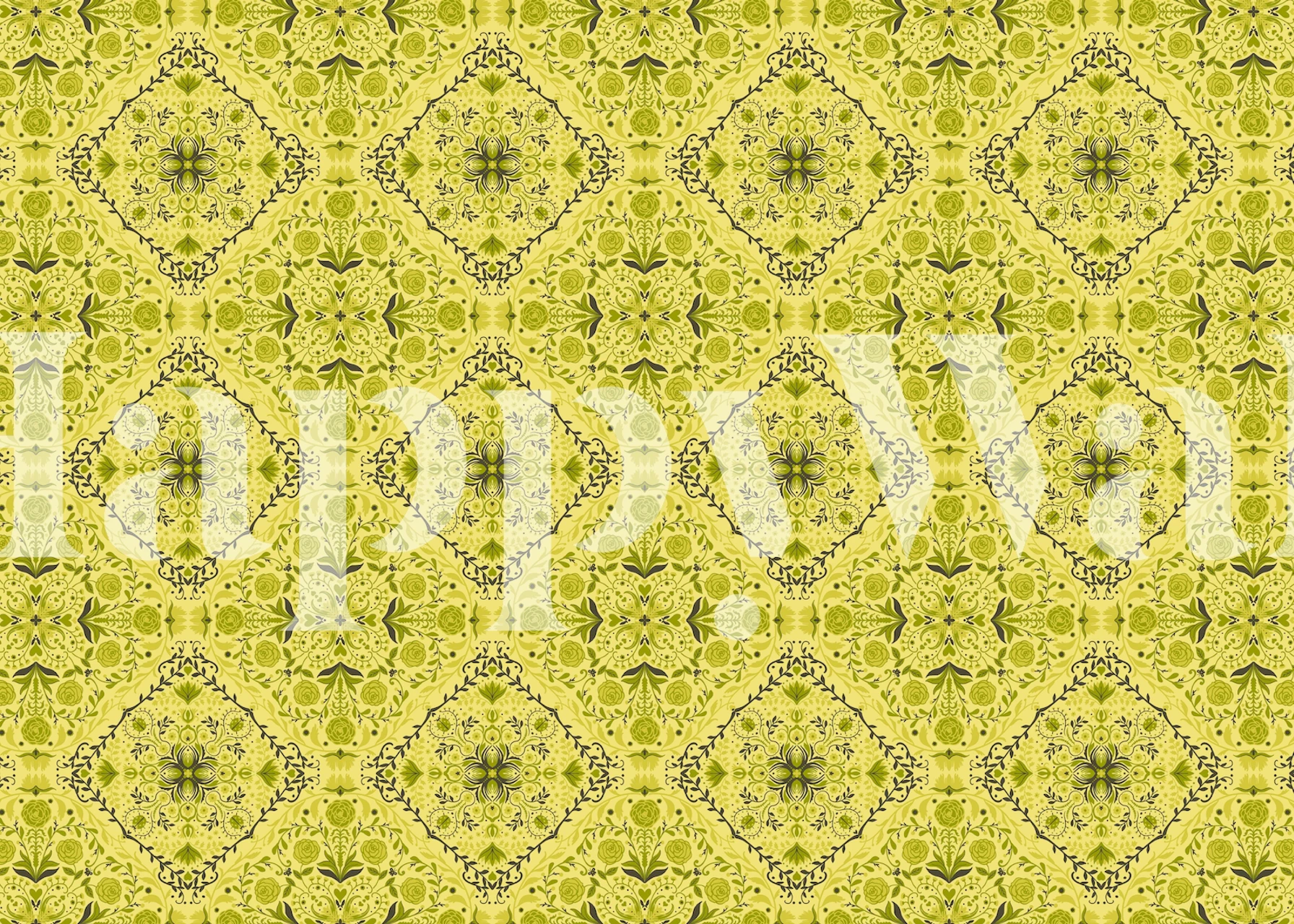 Floral tiles in green Tapete angezeigt