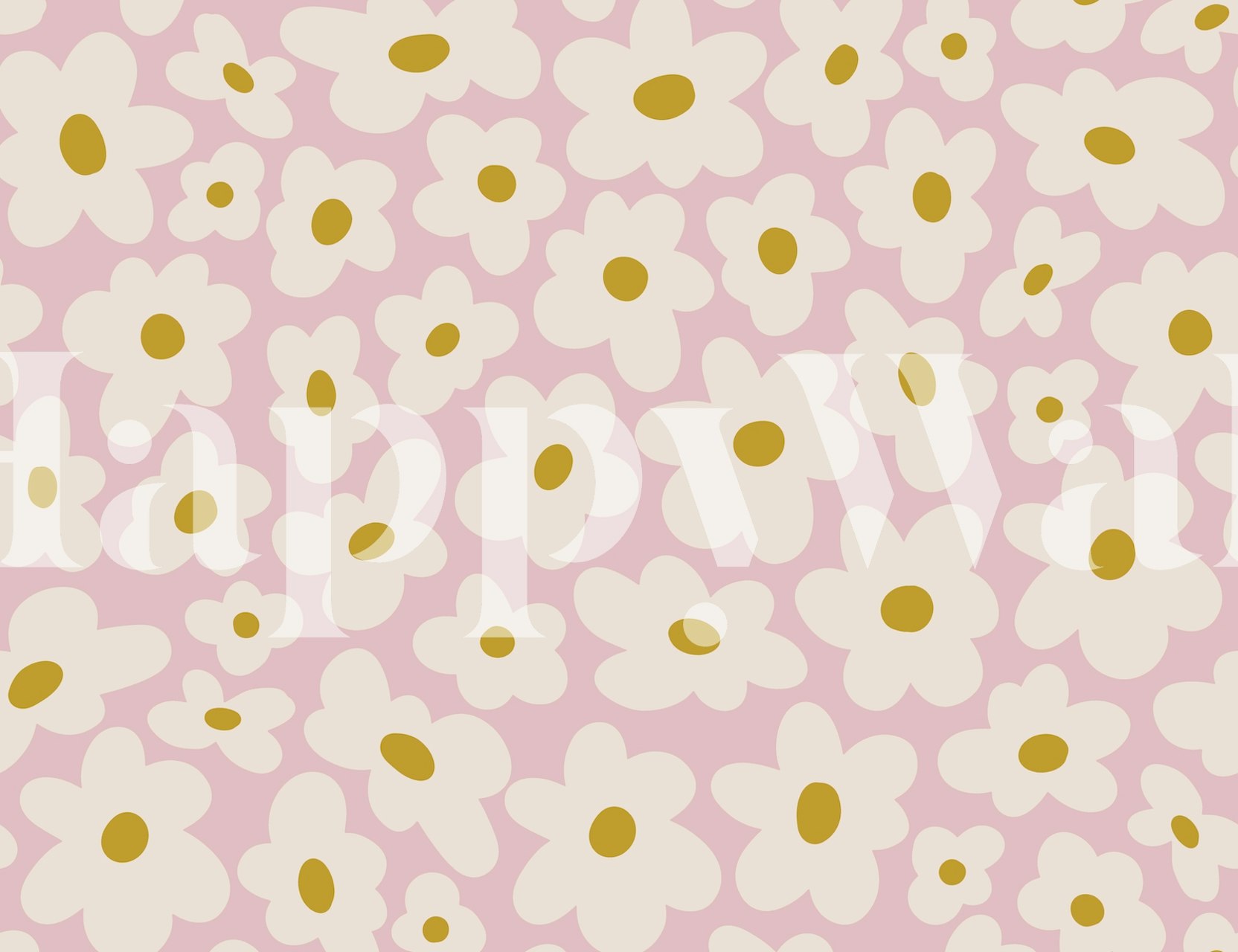 Hippie Flowers Pink wallpaper in a room