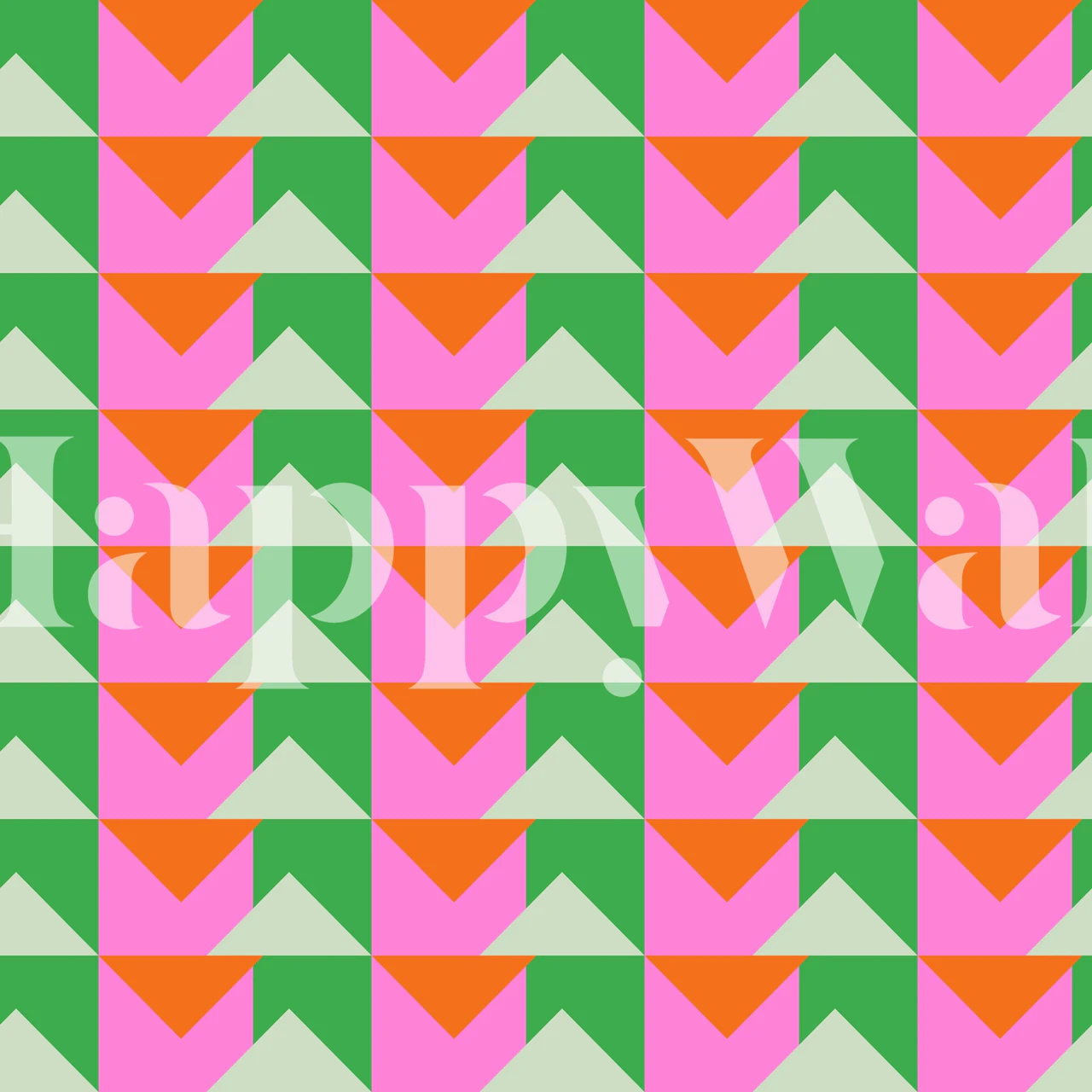 Pink and green triangles wallpaper in a room