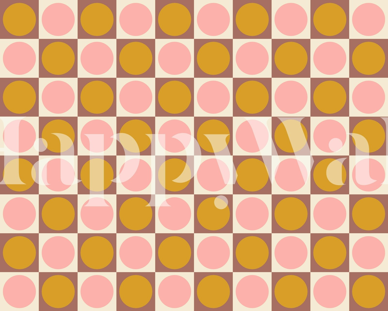 Papel de parede Pink and Yellow Checkerboard em um quarto