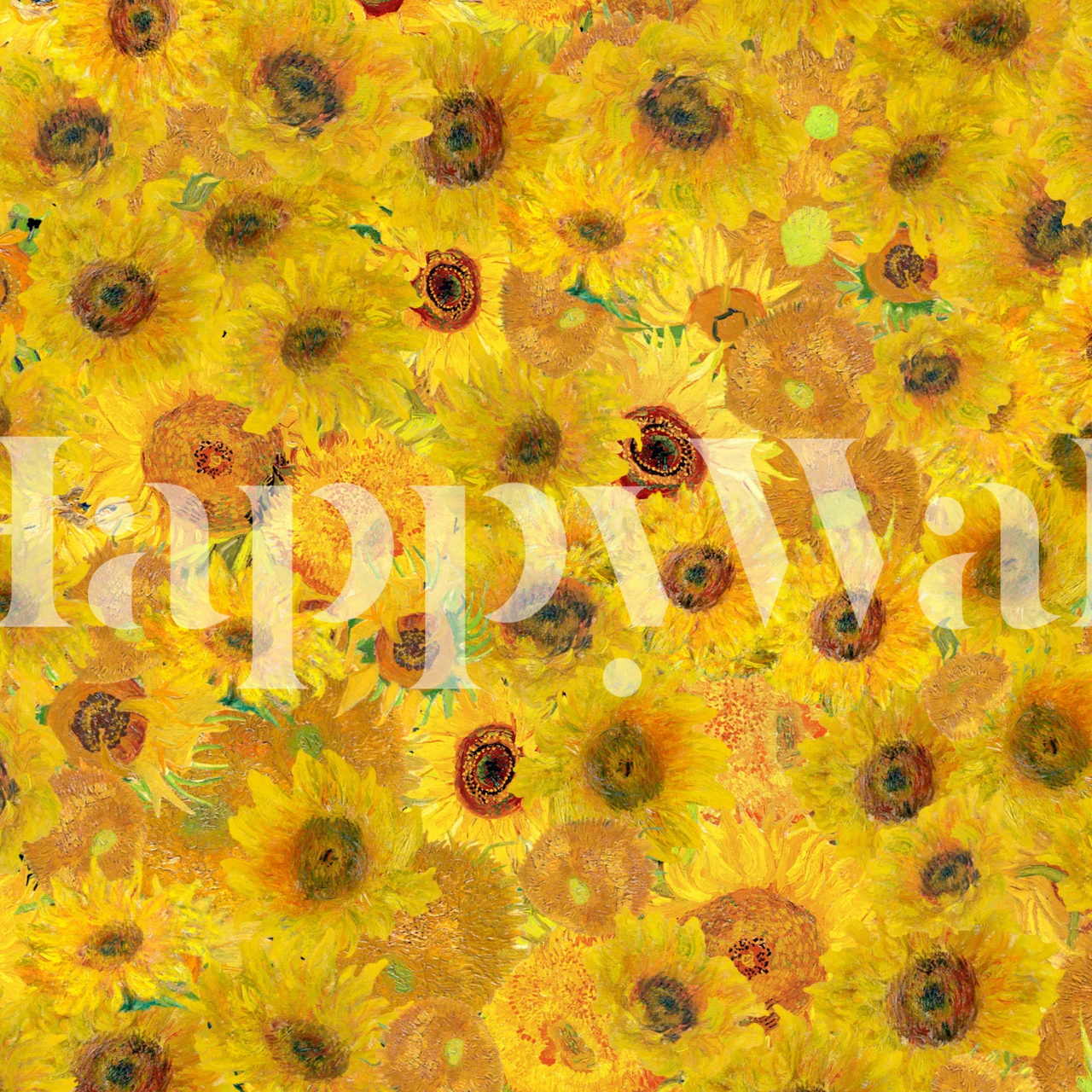 Sunflowers in yellow and brown hues floral wallpaper